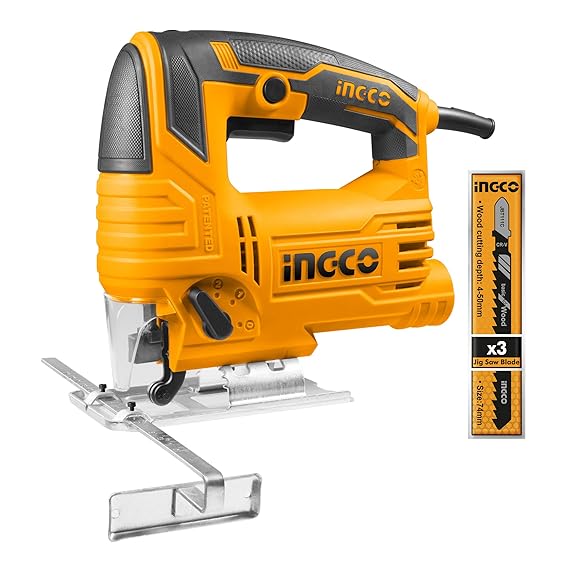 712YvjvgALL._SX569_ INGCO Jig Saw, Corded Saw, 570W | 800-3000rpm | 4 Step Pendulum Function | 5 Variable Speed Control Power Saw With 3pcs Saw Blades - Image 1