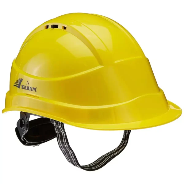 Karam Protective Peak HDPE Safety Helmet with Ratchet Type Adjustment Yellow, PN-542