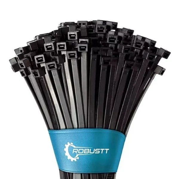 Robustt Nylon Self Locking Cable Ties Black 400x4.8 mm (Pack of 100 Pcs)